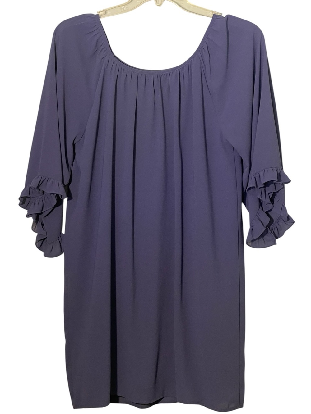 “Frill for the taking” Lulu’s denim blue shift dress. Size large GUC - Picture 2 of 11